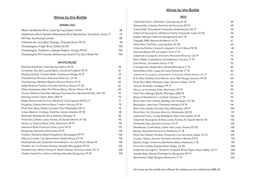 Wine List